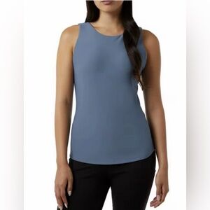 32 Degrees Cool Women's Soft Ribbed Tank w/ Built-In-Bra Size Medium Steel Blue